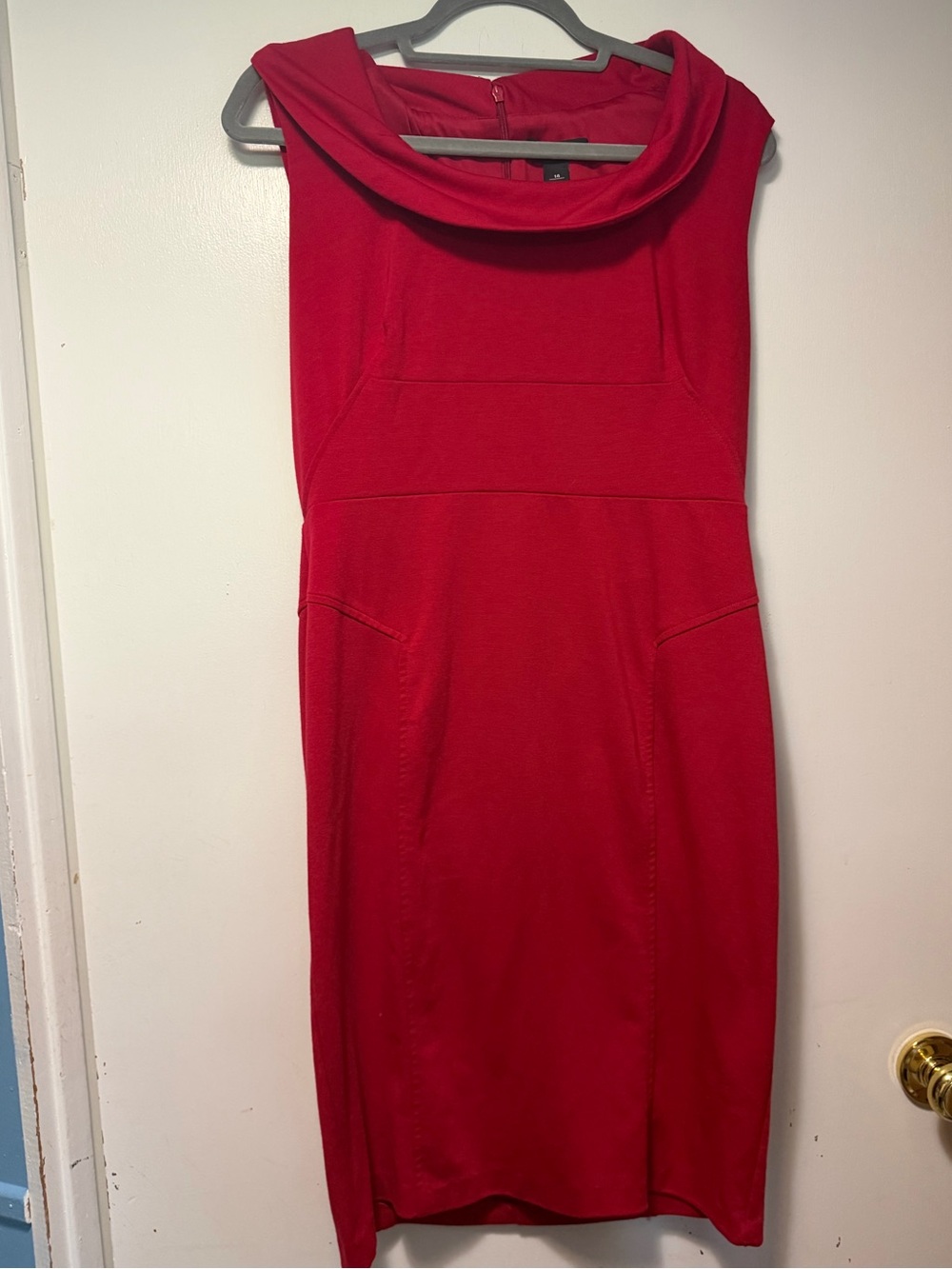 White House Black Market Vibrant Red Cowl-Neck Midi Sheath Dress Office Bussines
